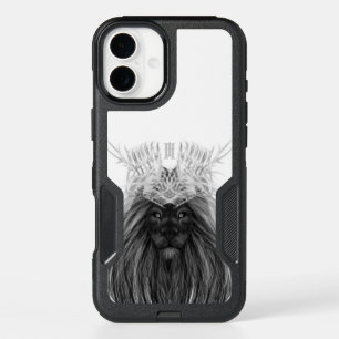 Black Lion with Antlers Crown and Monogram iPhone 16 Plus Case