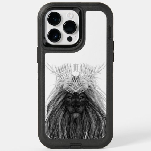 Black Lion with Antlers Crown and Monogram OtterBox iPhone 14 Pro Max Case