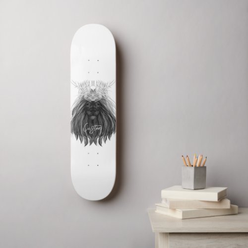 Black Lion with Antlers Crown and Monogram Skateboard