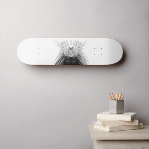 Black Lion with Antlers Crown and Monogram Skateboard