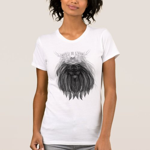 Black Lion with Antlers Crown and Monogram T_Shirt