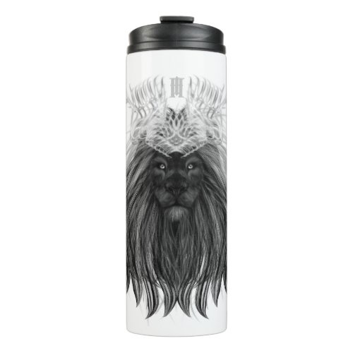 Black Lion with Antlers Crown and Monogram Thermal Tumbler