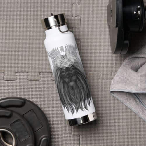 Black Lion with Antlers Crown and Monogram Water Bottle