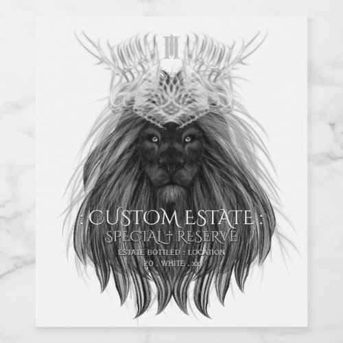 Black Lion with Antlers Crown and Monogram Wine Label