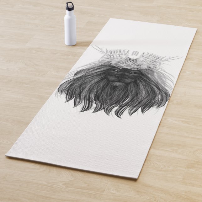 Black Lion with Antlers Crown and Monogram Yoga Mat (In Situ)