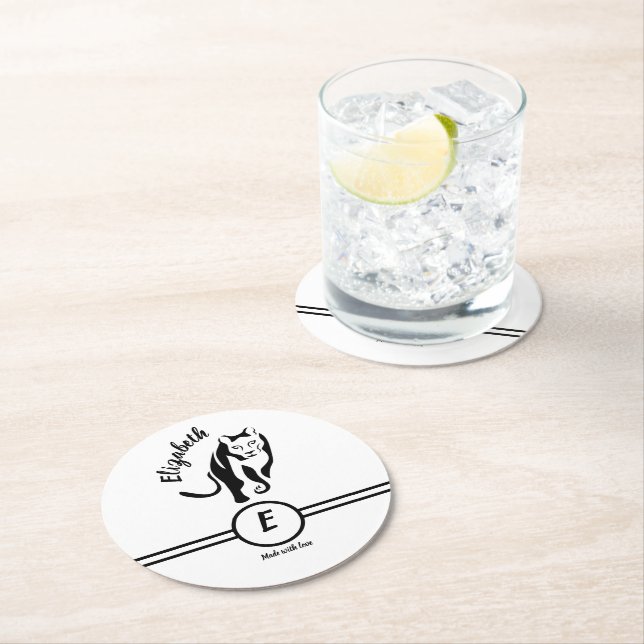 Black Lioness Queen of the Hunt Round Paper Coaster (Insitu)