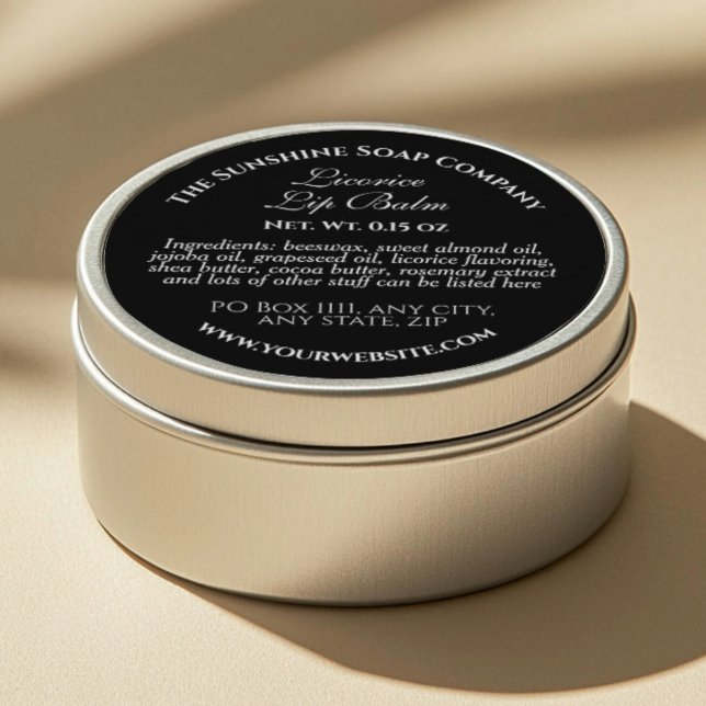 Black lip balm tin label  (Creator Uploaded)