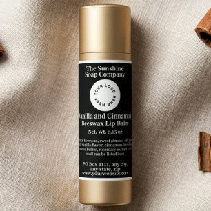 Black Lip Balm Tube Label with Logo