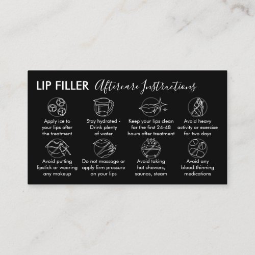 Black Lip Filler Aftercare Instructions Business Card