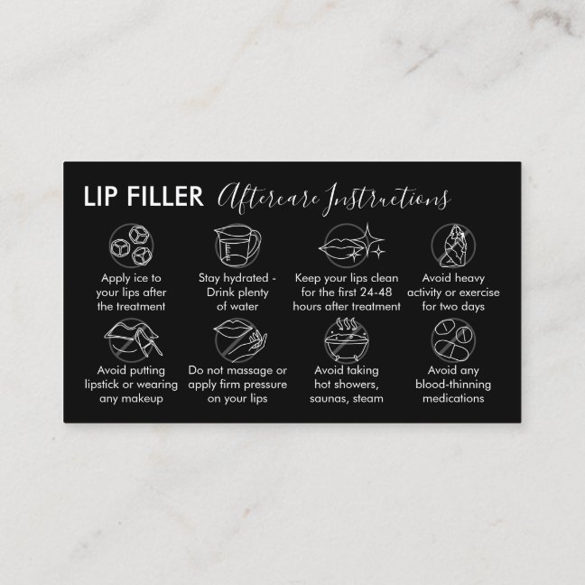 Black Lip Filler Aftercare Instructions Business Card