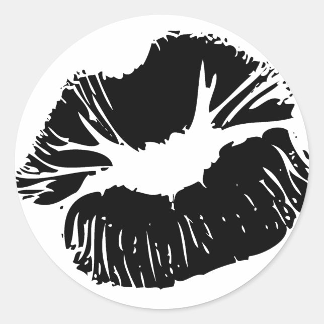 Black Lips Classic Round Sticker (Front)