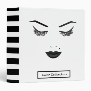 Black Lips Makeup Face Eyebrows Lips Glam Beauty 3 Ring Binder