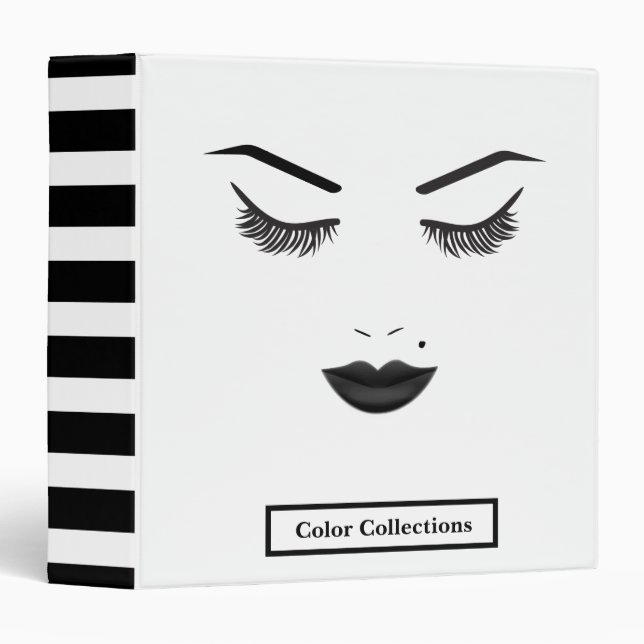 Black Lips Makeup Face Eyebrows Lips Glam Beauty 3 Ring Binder (Front/Spine)