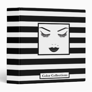 Black Lips Makeup Face Eyebrows Lips Glam Beauty 3 Ring Binder