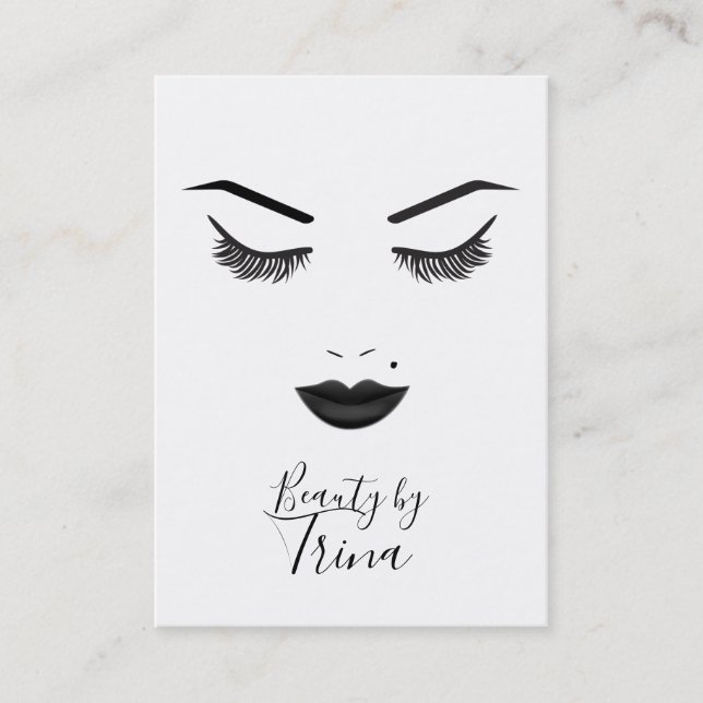 Black Lips Makeup Face Eyebrows Lips Glam Beauty Business Card (Front)