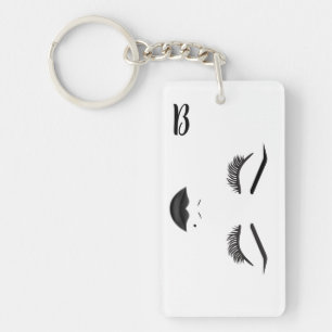 Black Lips Makeup Face Eyebrows Lips Glam Beauty Keychain