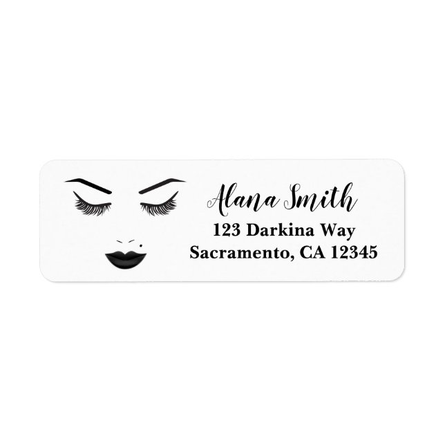 Black Lips Makeup Face Eyebrows Lips Glam Beauty Label (Front)