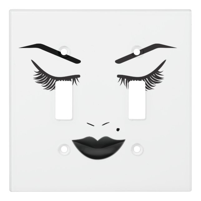 Black Lips Makeup Face Eyebrows Lips Glam Beauty Light Switch Cover (Front)