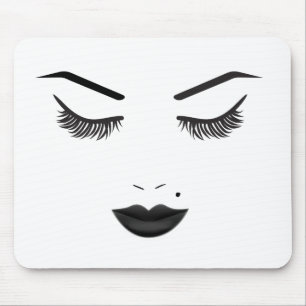 Black Lips Makeup Face Eyebrows Lips Glam Beauty Mouse Pad