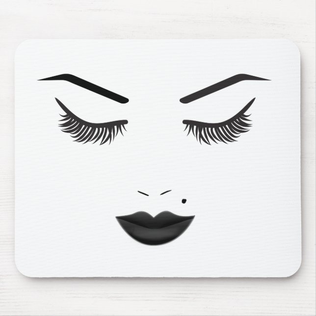 Black Lips Makeup Face Eyebrows Lips Glam Beauty Mouse Pad (Front)