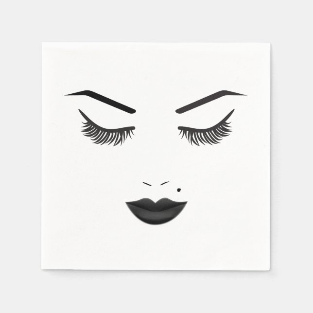 Black Lips Makeup Face Eyebrows Lips Glam Beauty Napkins (Front)