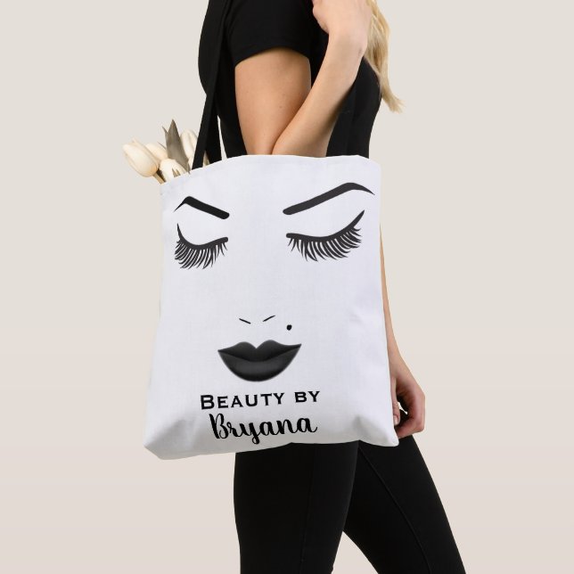 Black Lips Makeup Face Eyebrows Lips Glam Beauty Tote Bag (Close Up)