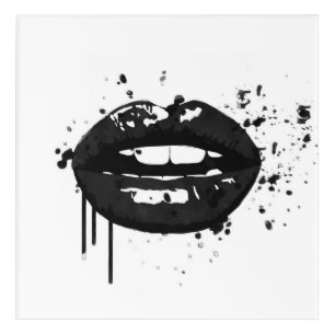 Black lips stylish fashion kiss makeup artist acrylic print
