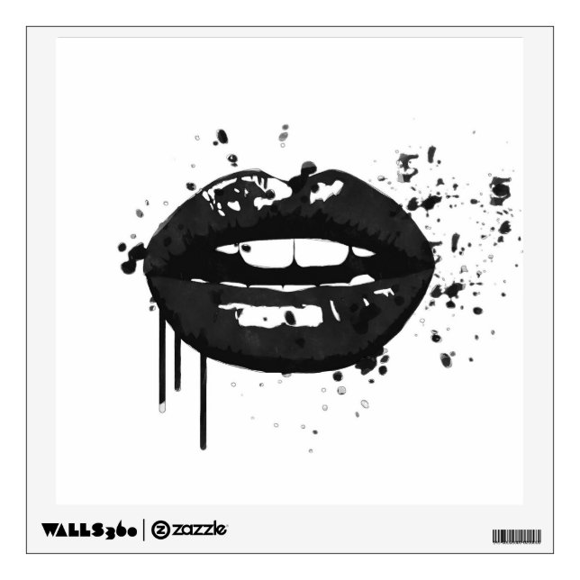 Black lips stylish fashion kiss makeup artist wall sticker (Front)