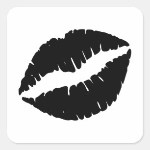 Black Lipstick on Lips Kiss Graphic Square Sticker