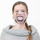 Black Lipstick Snarl Teeth Adult Cloth Face Mask (Worn)