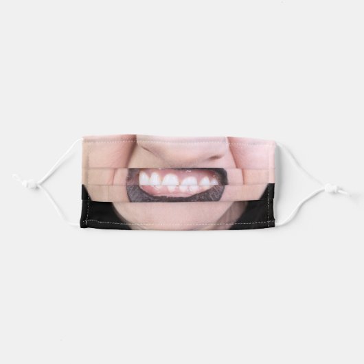 Black Lipstick Snarl Teeth Adult Cloth Face Mask (Front, Folded)