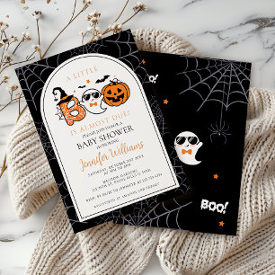 Black little boo almost due cute ghost baby shower invitation