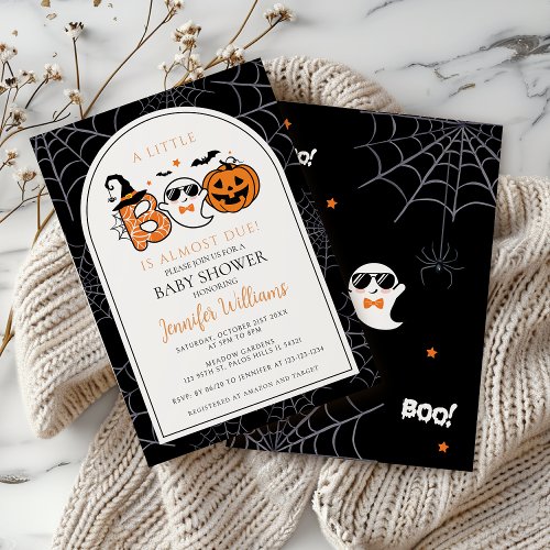 Black little boo almost due cute ghost baby shower invitation