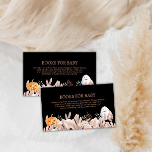 Black Little Boo Boho Ghost Books Baby Shower Enclosure Card