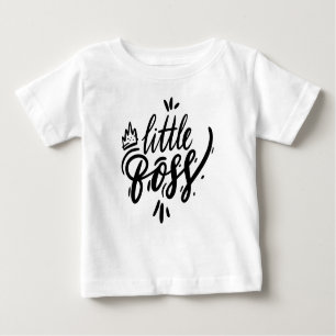 Black Little Boss Modern Calligraphy with Crown Baby T-Shirt