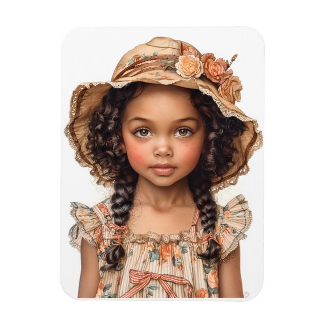 Black Little Girl Magnet (Vertical)