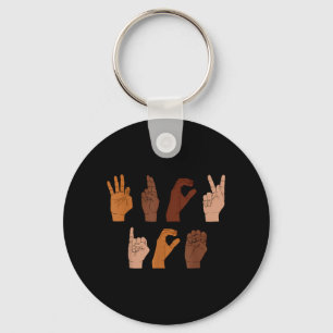 Black Lives ASL Diversity Hands Social Justice Keychain