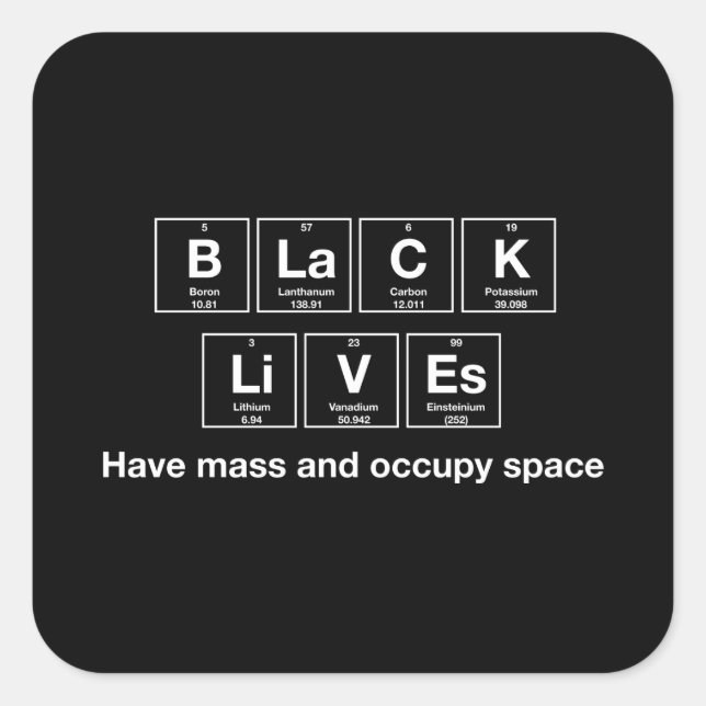 Black Lives - Chemical Symbols Glossy Stickers (Front)