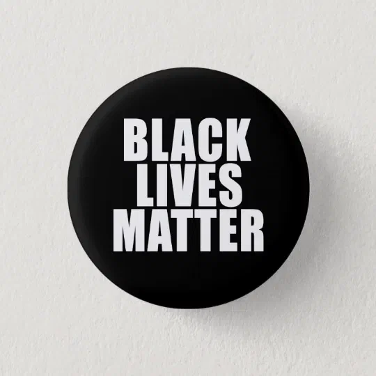 Pin-Back OR Ceramic Magnet b&y 2.25" Button BLACK LIVES MATTER w/ FIST