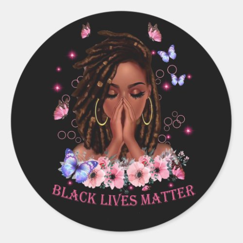 Black Lives Matter Afro Women Classic Round Sticker