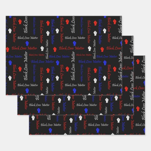 Black Lives Matter American Flag BLM Movement Wrapping Paper Sheets