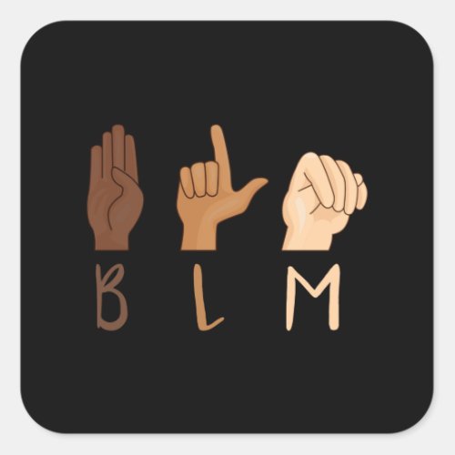Black Lives Matter ASL Sign Language BLM Square Sticker
