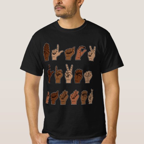 Black Lives Matter ASL Sign Language Hand Signs De T_Shirt