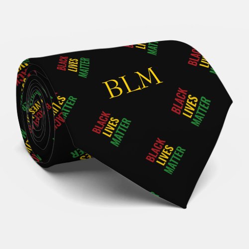 BLACK LIVES MATTER BHM Customizable MONOGRAM Neck Tie