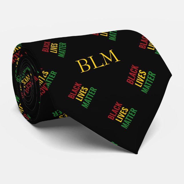 BLACK LIVES MATTER BHM Customizable MONOGRAM Neck Tie (Rolled)