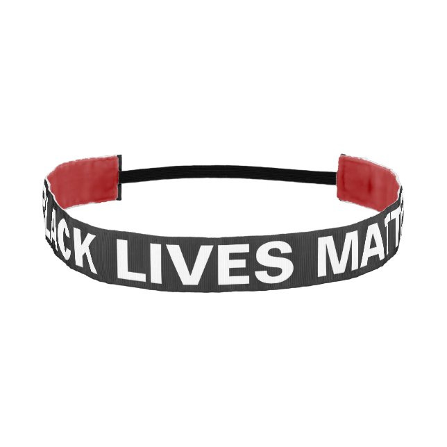 Black Lives Matter black and white text minimalist Athletic Headband (Front)