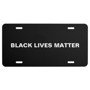 Black Lives Matter black and white text minimalist License Plate