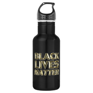 Black Lives Matter black gold modern typography Stainless Steel Water Bottle