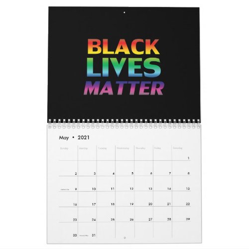 Black Lives Matter black rainbow colors gay pride Calendar