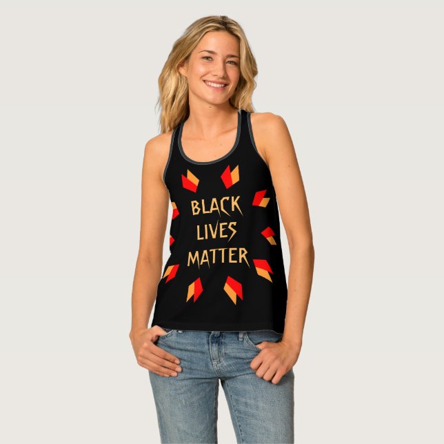 Black Lives Matter Black Red and Gold Tank Top (Front Full)